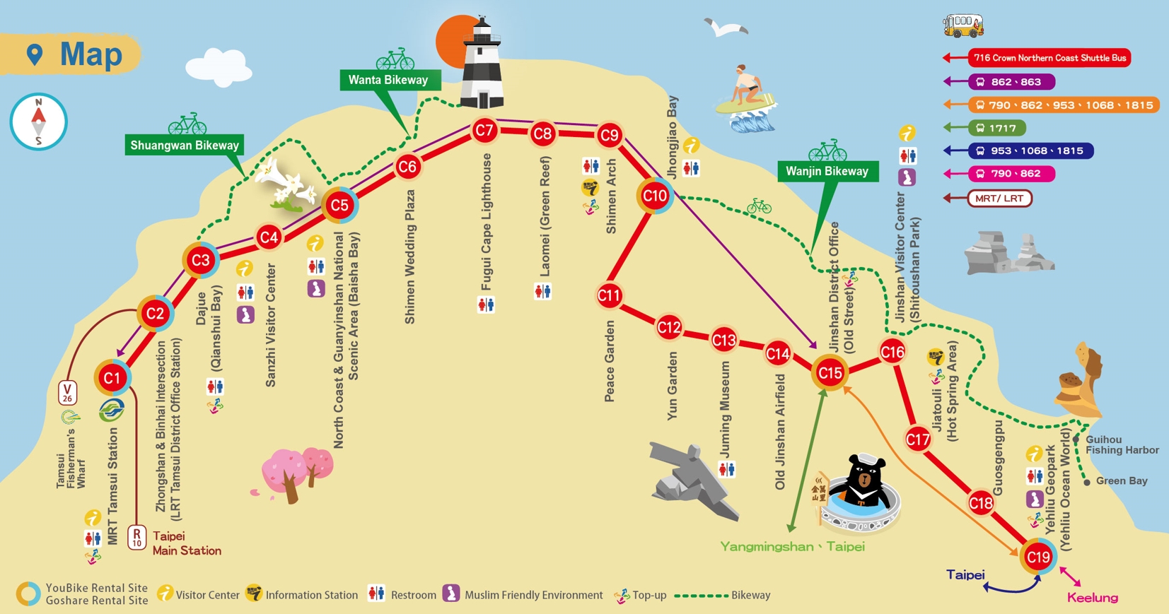 Taiwan Tourist Shuttle Bus map