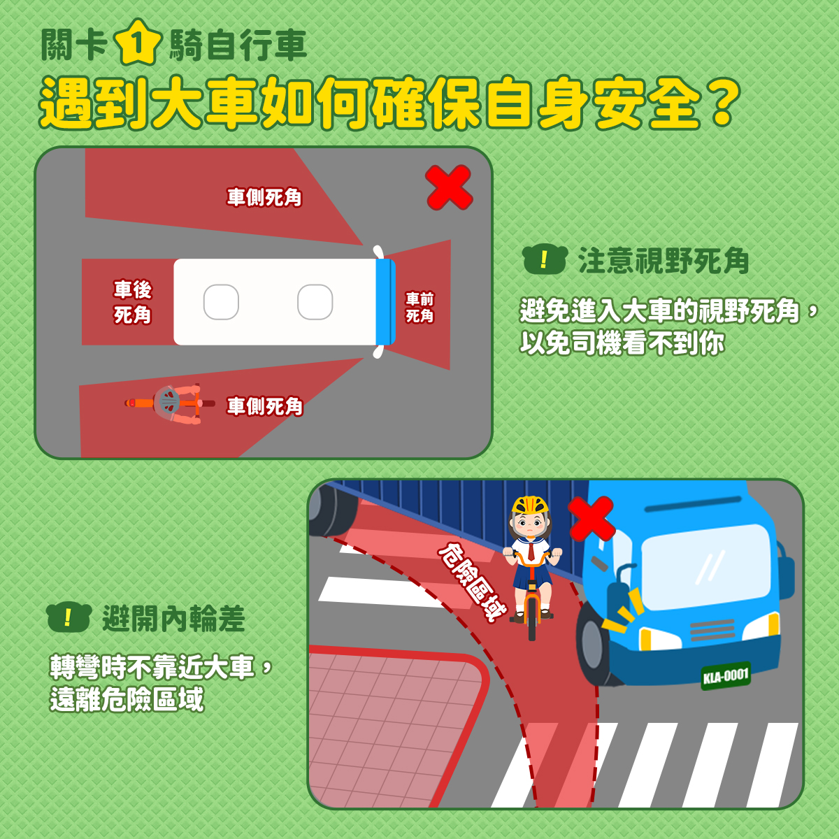 遇到大車如何確保自身安全