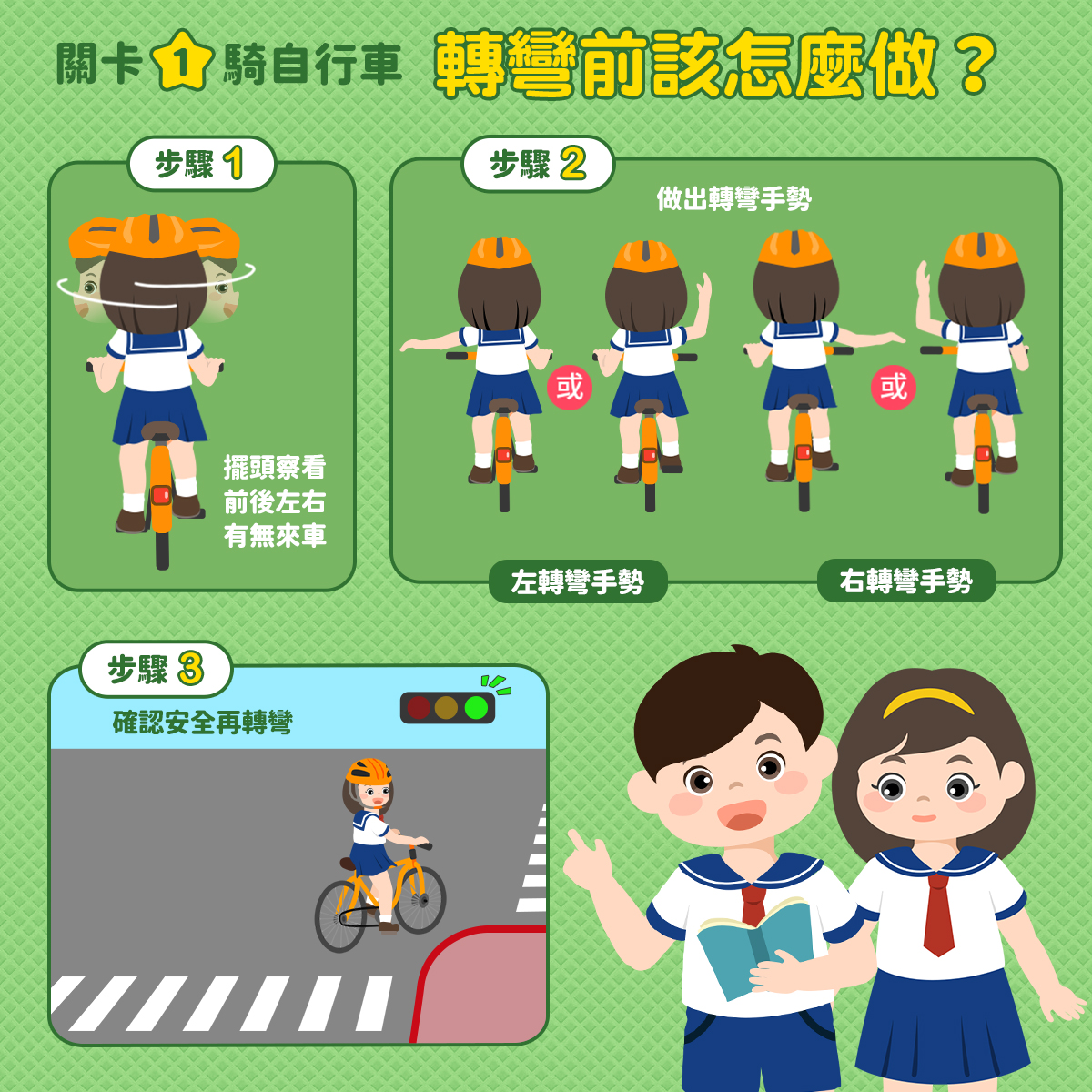 騎自行車轉彎前該怎麼做