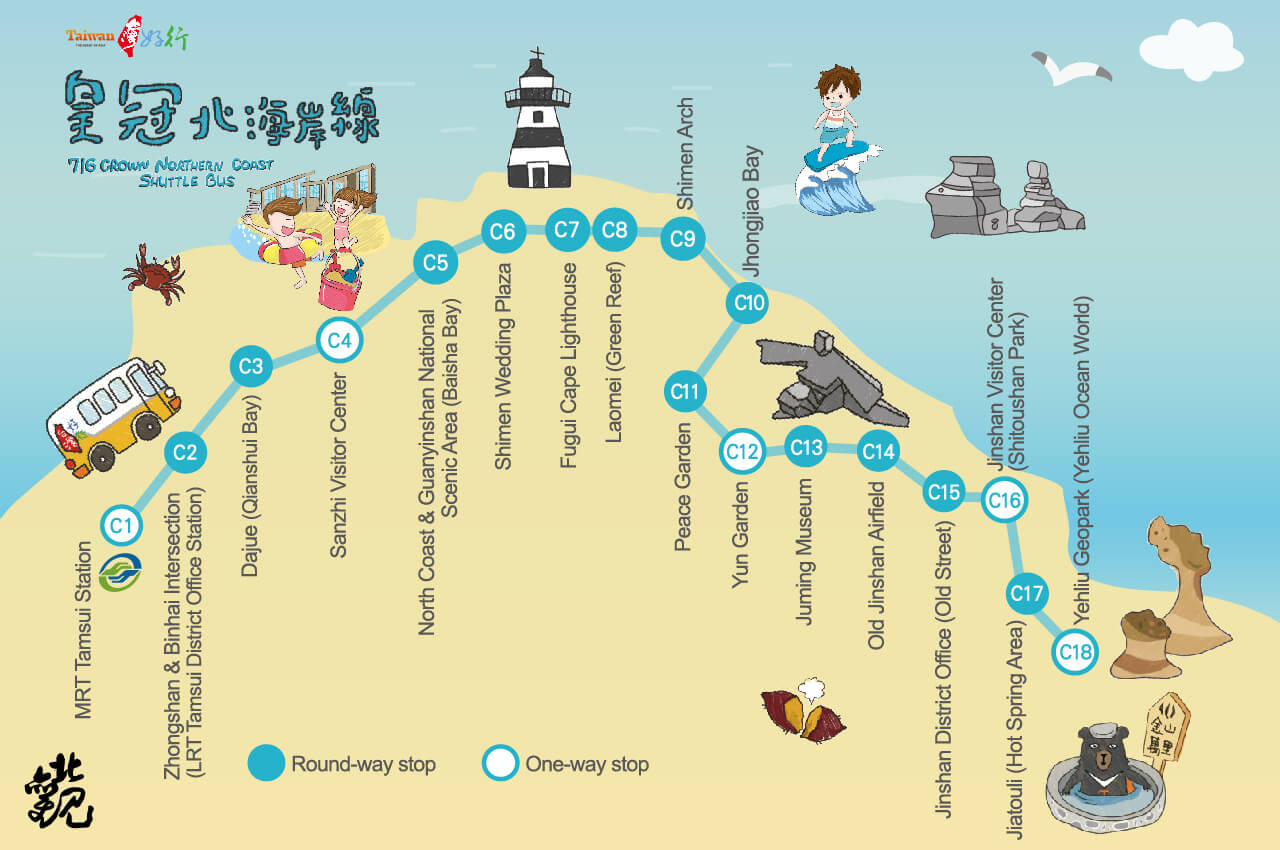 Taiwan Tourist Shuttle Bus map