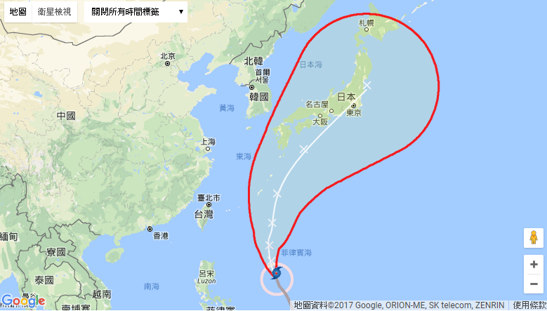 蘭恩颱風路徑潛勢