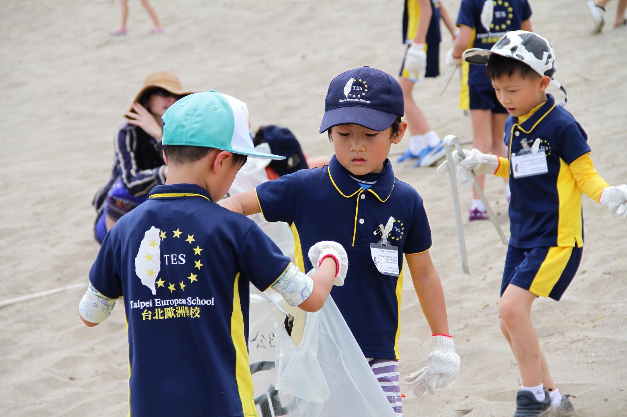 Children helped to clean the beach